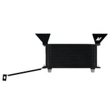 Black oil cooler with mounting brackets from Mishimoto Ford Mustang EcoBoost oil cooler kit