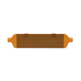 Orange intercooler with horizontal fins from Mishimoto Subaru WRX front-mount intercooler kit