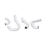Chrome exhaust pipes on Subaru WRX with Mishimoto front-mount intercooler kit