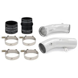 Automotive intake kit showing Mishimoto L5P cold-side pipe and boot kit in polished finish