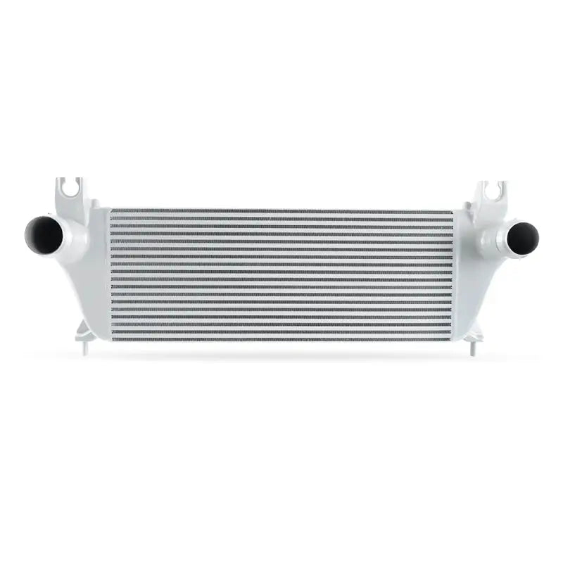 Silver intercooler with horizontal fins from Mishimoto Ford Ranger ecoboost intercooler kit