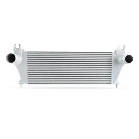 Silver intercooler with horizontal fins from Mishimoto Ford Ranger ecoboost intercooler kit
