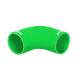 Green silicone elbow hose for Mishimoto 2.5in 90-Degree Coupler with universal fitment