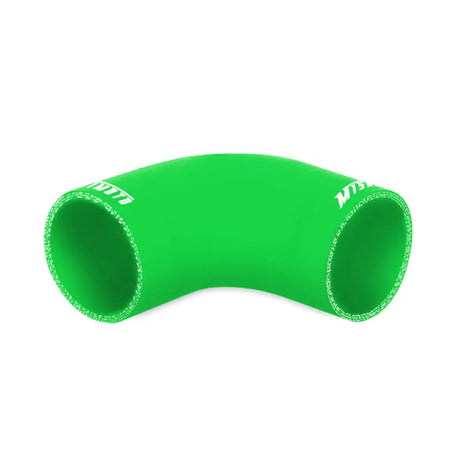 Green silicone elbow hose for Mishimoto 2.5in 90-degree coupler with universal fitment