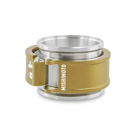 Gold and silver metal clamp assembly for Mishimoto 2.5in quick release clamp