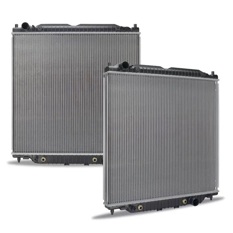 Two silver radiators for Ford F-Series Super Duty replacement radiator upgrade