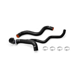 Black silicone radiator hoses with metal clamps from Mishimoto Fiat 500 radiator hose kit