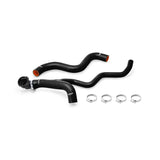 Black silicone radiator hoses with metal clamps from Mishimoto Fiat 500 radiator hose kit