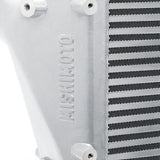Silver Mishimoto intercooler with horizontal fins for 2013+ Dodge 6.7L Cummins engines