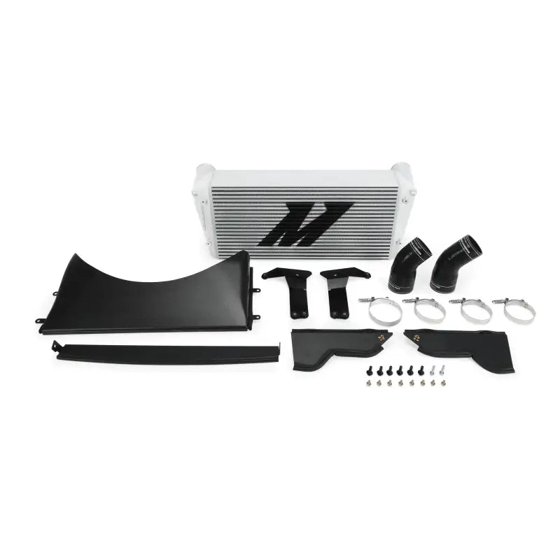 Mishimoto intercooler kit with black and silver parts for dodge 6.7L Cummins silver