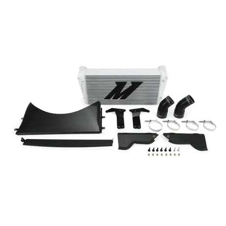 Mishimoto intercooler kit with black and silver parts for dodge 6.7L Cummins silver