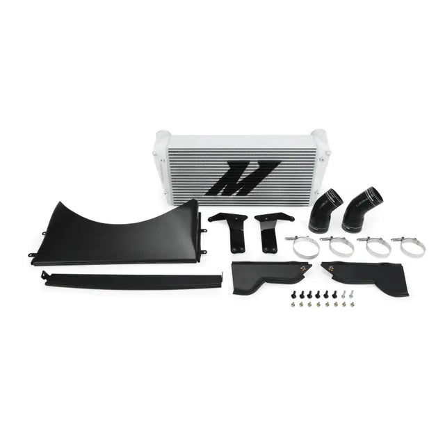 Mishimoto intercooler kit with black and silver parts for dodge 6.7L Cummins silver