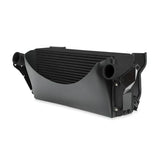 Black Mishimoto intercooler with mounting brackets for Dodge Cummins 6.7L intercooler kit