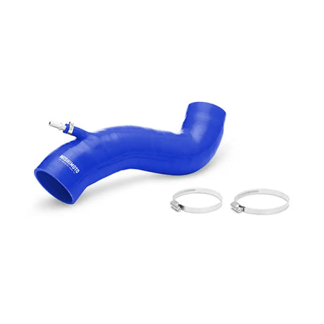 Blue silicone induction hose with metal clamps for Ford Fiesta ST induction upgrade