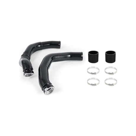 Black metal intercooler pipes with rubber connectors and clamps for BMW F80 intercooler pipe kit
