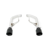 Stainless steel Ford Mustang axleback exhaust tips with black outlets for a sleek look