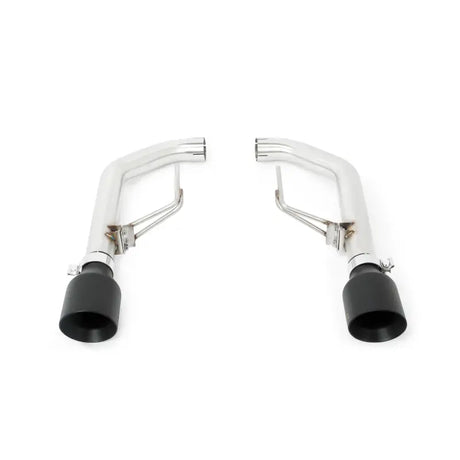 Stainless steel Ford Mustang axleback exhaust tips with black outlets for a sleek look