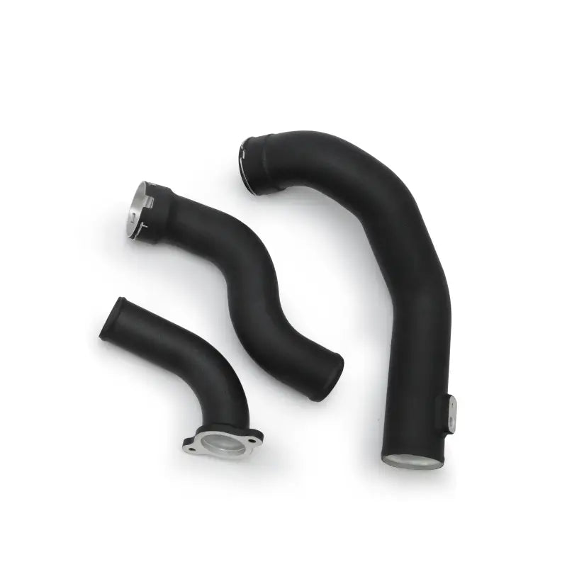 Black metal automotive pipes from Mishimoto intercooler pipe kit for Camaro and ATS