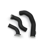 Black metal automotive pipes from Mishimoto intercooler pipe kit for Camaro and ATS
