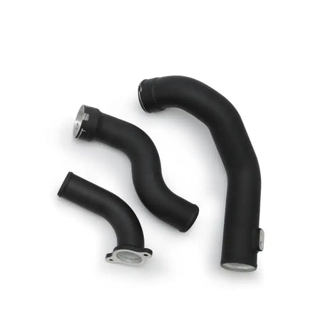 Black metal automotive pipes from Mishimoto intercooler pipe kit for Camaro and ATS