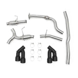 Automotive exhaust system components on Mishimoto 2016+ Chevrolet Camaro 2.0T with quad black tip cat-back exhaust