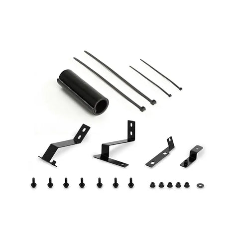 Black mounting hardware for Mishimoto Chevy Camaro oil cooler kit installation