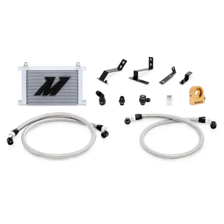 Automotive oil cooler kit for Chevy Camaro 2016+ by Mishimoto in silver
