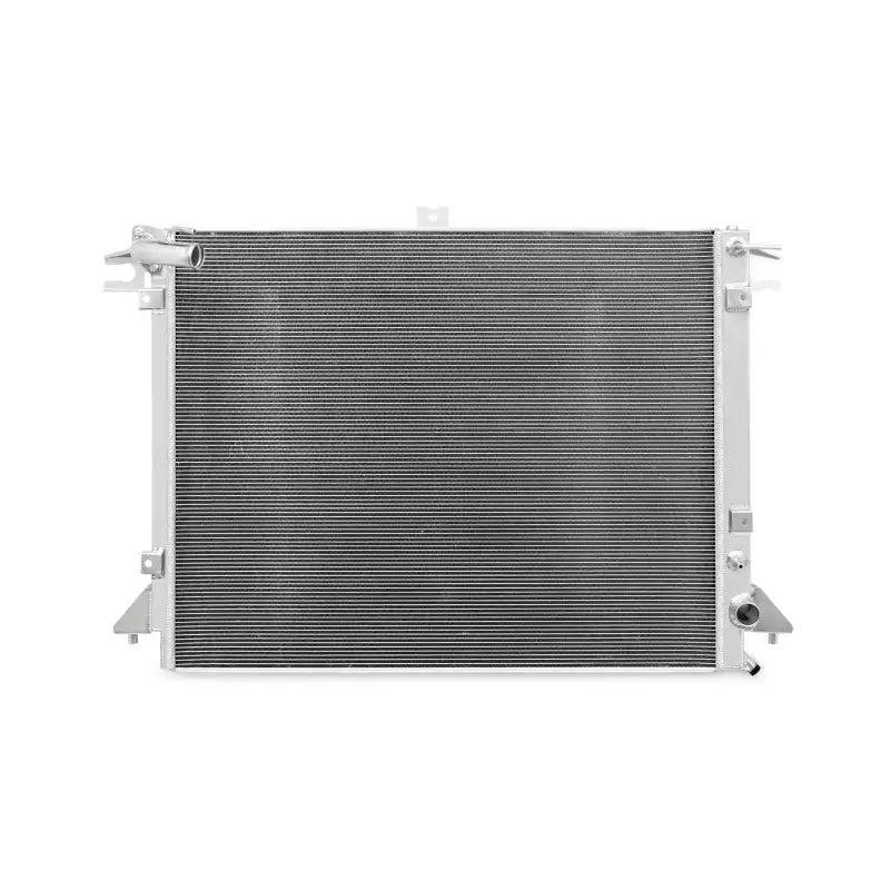 Silver automotive radiator for Nissan Titan XD 5.0L Cummins offers great cooling efficiency