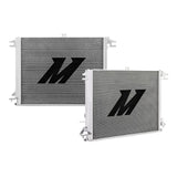 Two silver Nissan Titan aluminum radiators boost cooling efficiency for 2016+ models