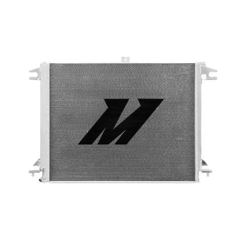 Silver radiator with black logo for Nissan Titan cooling efficiency aluminum radiator upgrade