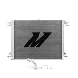 Silver aluminum radiator with accessories for Nissan Titan cooling efficiency upgrade