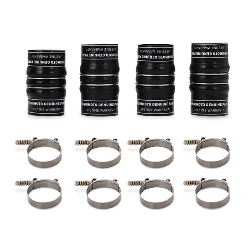 Black silicone couplers with hose clamps from Mishimoto factory fit boot kit for Nissan Titan XD