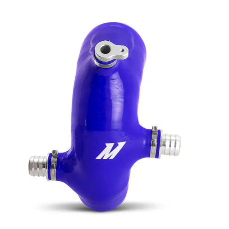 Blue silicone coolant reservoir for Polaris RZR with silicone intake j-tube upgrade