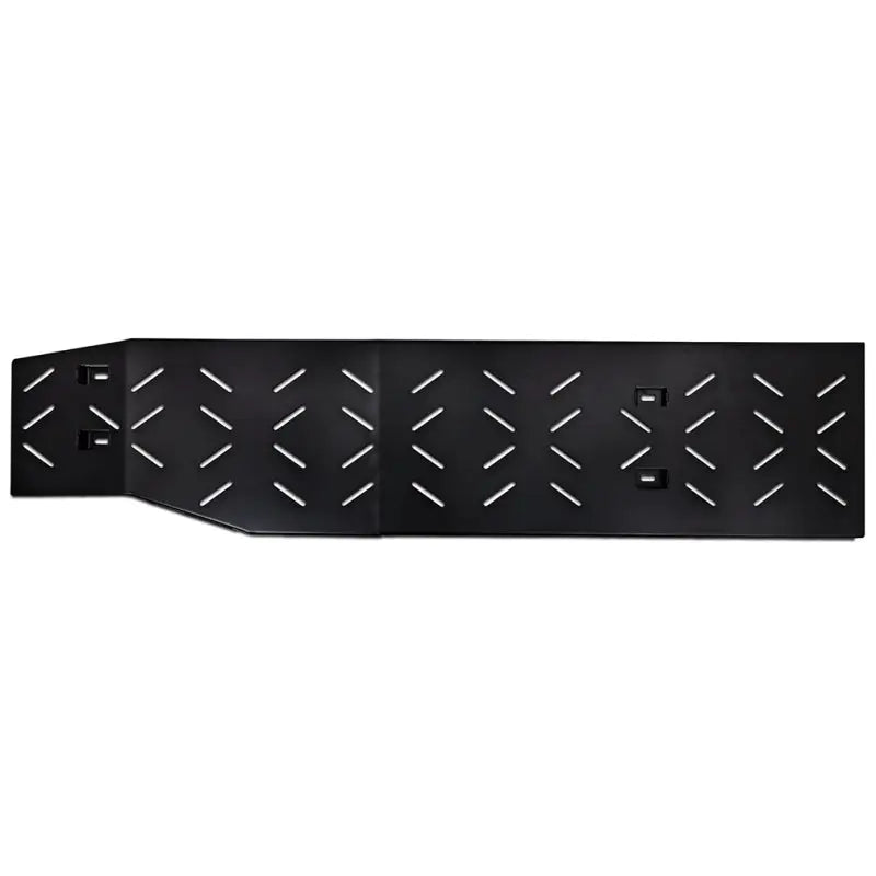Black metal skid plate with slotted pattern from Mishimoto Ford F-150 Raptor kit