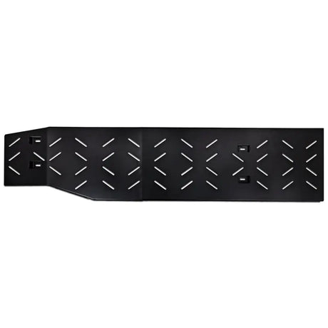 Black metal skid plate with slotted pattern from Mishimoto Ford F-150 Raptor kit