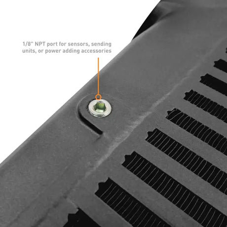 Close-up of gray metal part with hex bolt in Subaru Ascent top-mount intercooler engine bay