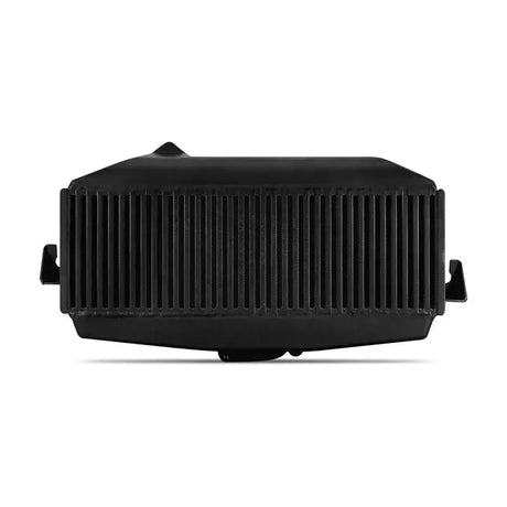Black rectangular heat sink for Subaru Ascent top-mount intercooler in engine bay