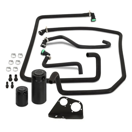 Black automotive oil catch can kit for Ford F-150 EcoBoost engines