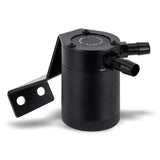Black cylindrical Subaru BRZ Toyota GR86 baffled oil catch can with bracket