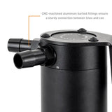 Black aluminum baffled oil catch can for Subaru BRZ and Toyota GR86 from Mishimoto