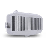 White Subaru WRX top-mount intercooler with vertical fins for improved performance