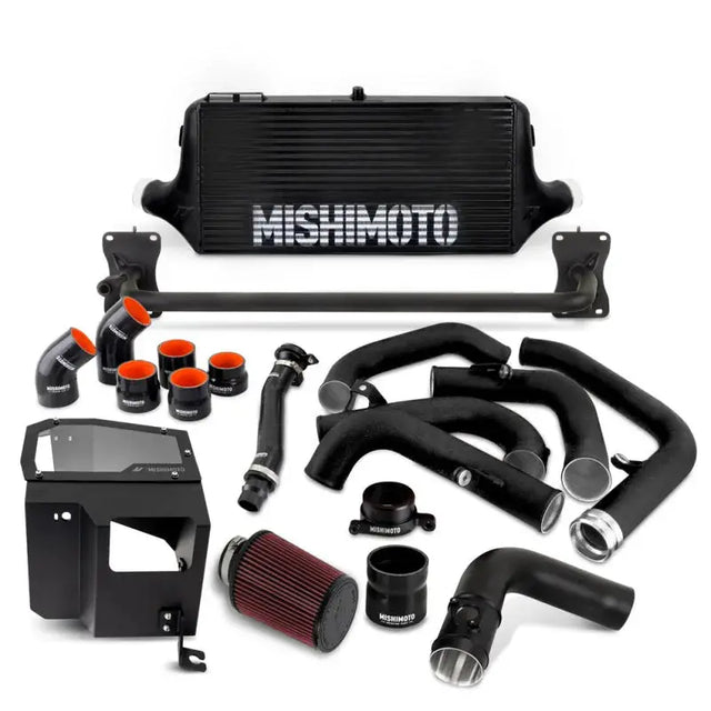 Black Mishimoto intercooler kit with core MWBK pipes for 2022+ WRX car optimization