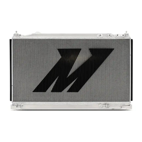 Silver Mishimoto performance aluminum radiator with black logo for Nissan Z 2023+