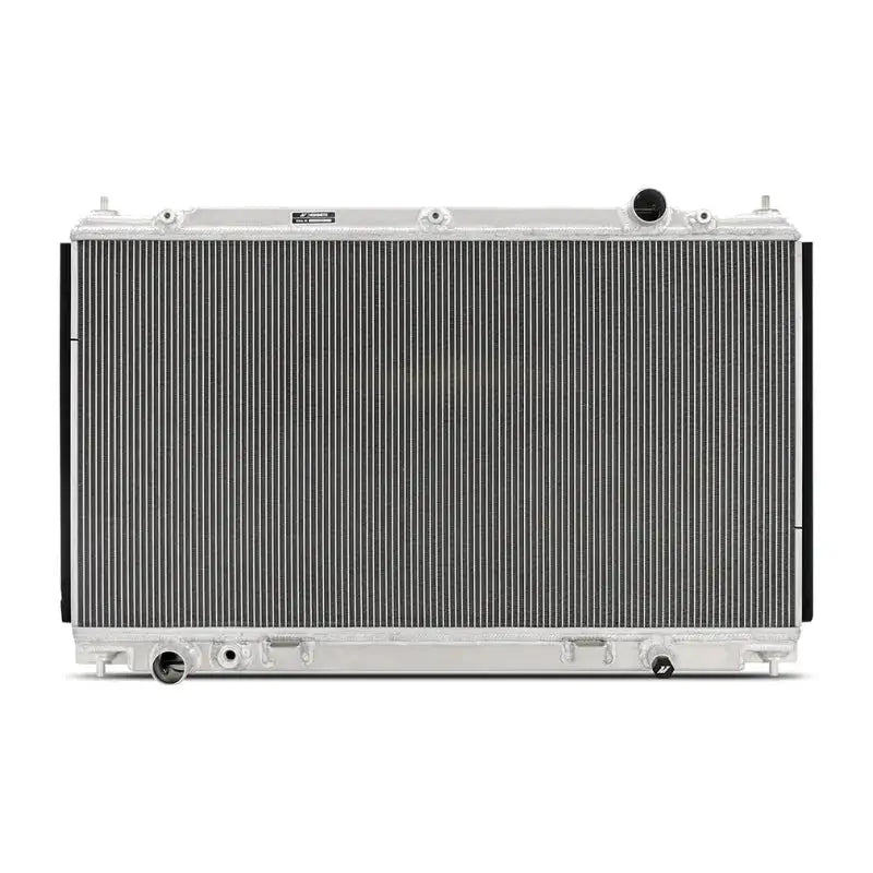 Silver aluminum radiator for Nissan Z Mishimoto performance aluminum radiator upgrade