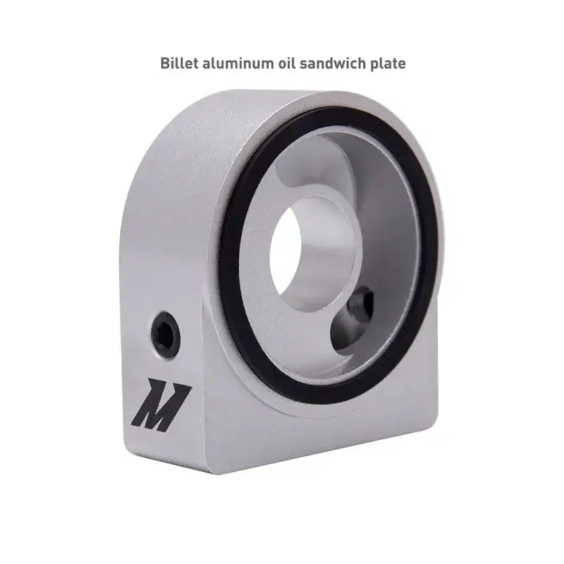 Silver billet aluminum oil sandwich plate for Toyota GR Corolla oil cooler kit