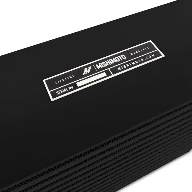 Black Mishimoto intercooler in stock location int kit for Broncos 21+ 2.7