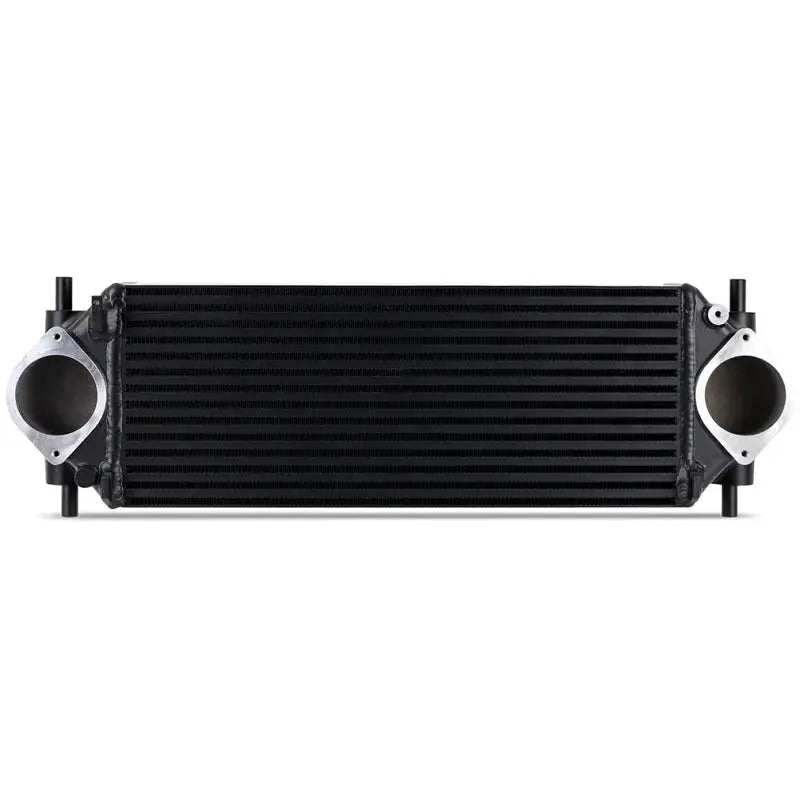 Black intercooler with circular inlets for Mishimoto 21+ Bronco stock location int kit