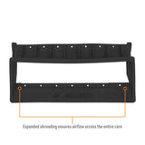 Black rectangular shroud from Mishimoto WRX TMIC Kit with red pipes