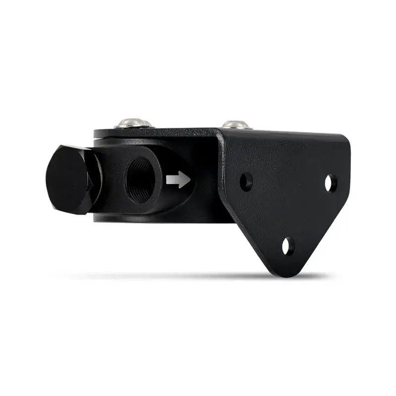 Black metal remote oil filter mount bracket for Mishimoto 3/4-16 threaded oil filter install