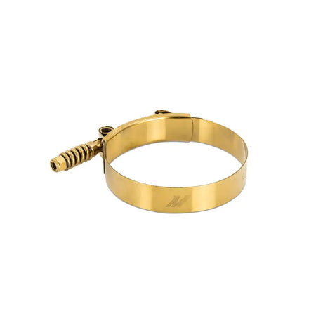 Gold-colored stainless steel constant tension T-bolt clamp for 3.75 inch hoses